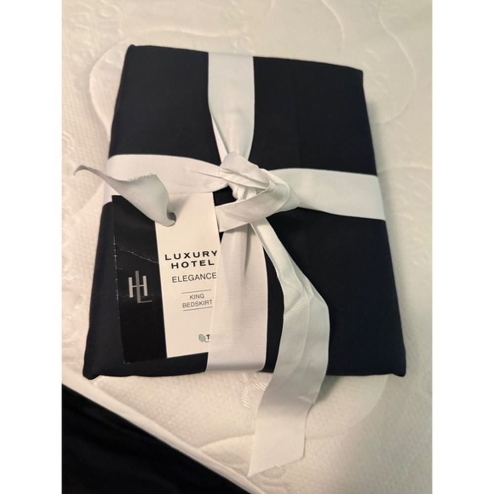 Luxury Hotel‎ Elegance King Black Bed Skirt Tencel Cotton Blend